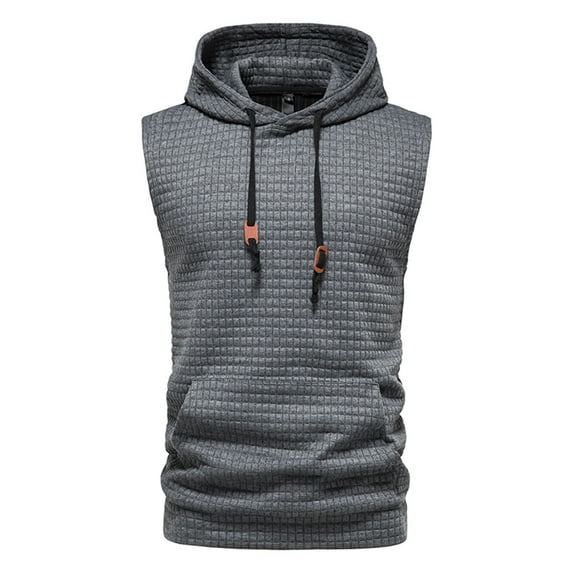 Dezsed Men's Workout Hooded Tank Tops Sleeveless Gym Training Hoodies Bodybuilding Muscle Cut Off T Shirt Dark Gray XL