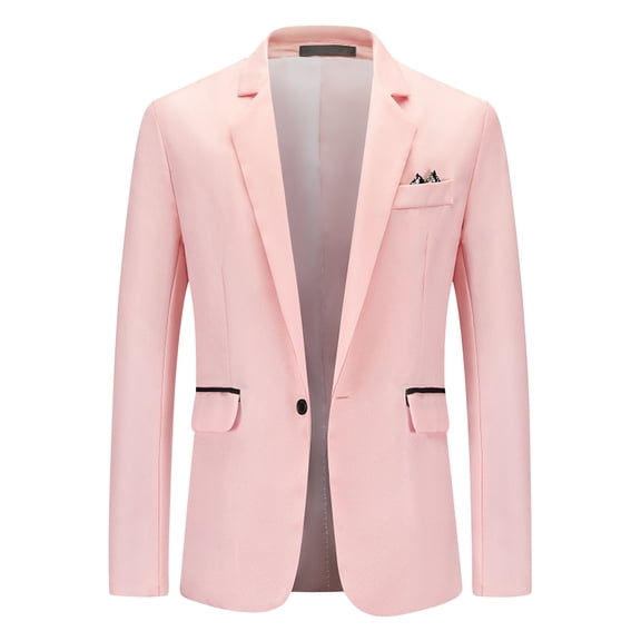 Dezsed Mens Blazer Sports Coat New Casual Men's Suit Color Matching Single Breasted Slim Middle-aged Suit Long Sleeve Hoodless Casual Outwear & Jackets Pink XL