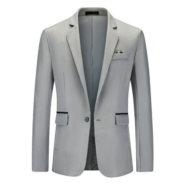 Dezsed Mens Blazer Sports Coat Clearance New Casual Men's Suit Color Matching Single Breasted Slim Middle-aged Suit Long Sleeve Hoodless Casual Outwear & Jackets Gray L