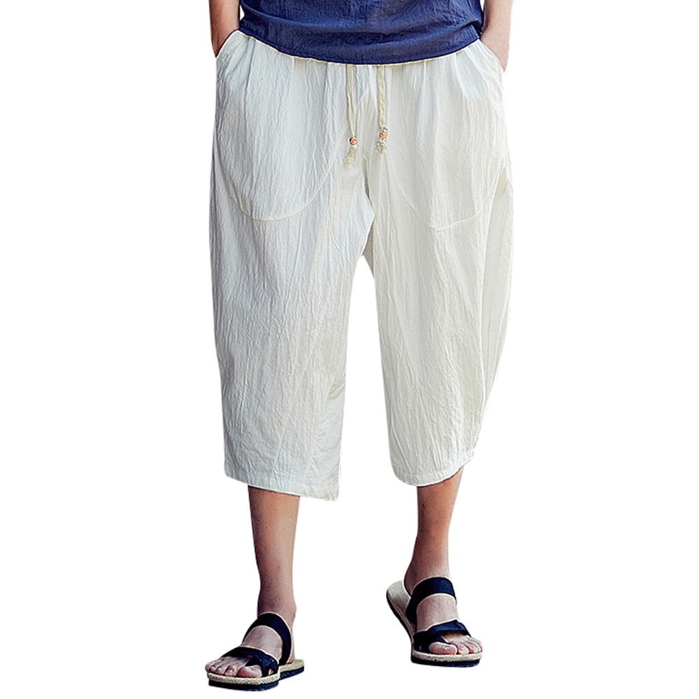 Pantaloni Harem Capri Estivi DOSLAVIDA - Pantaloni Uomo In Lino Harem