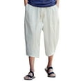 thumbnail image 1 of Dezsed Mens Capri Long Shorts Harem Pants Clearance Men's Casual Slim Sports Pants Calf-Length Linen Trousers Baggy Harem Pants White XL, 1 of 6