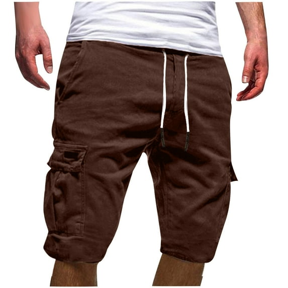 Dezsed Mens Cargo Shorts Outdoor Wear Lightweight Multi Pocket Cargo Pants Loose Casual Straight Leg Shorts Soft and Breathable Brown XXXXL