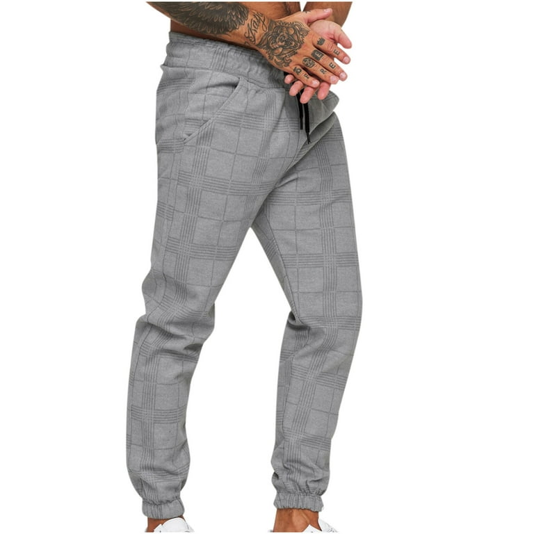 Dezsed Mens Chinos Casual Pants Slim Fit Stretch Plaid Dress Pants Clearance Men s Square Plaid 3D Digital Printing Striped Fitness Casual Pants Light