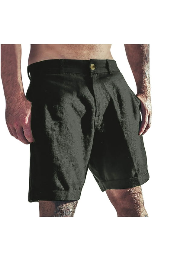 Mens Golf Shorts Summer Cotton Linen Breathable Beach Shorts with Pocket Shorts for Men Athletic Gym Dark Gray XXL