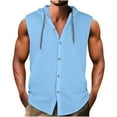 thumbnail image 1 of Dezsed Mens Hoodie, Lightweight Button Sweatshirt Athletic Workout Tops Sleeveless Hooded Blouse with Drawstring Sky Blue XXL Items, 1 of 1