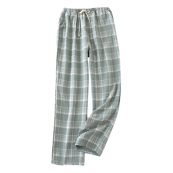 Dezsed Mens Plaid Cotton Pajama Lounge Pants Lightweight Lounge Sleep Pants Pajama Bottoms Mens Trousers with Pockets Mint Green L