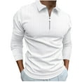 thumbnail image 1 of Brglopf Mens Polo Shirts Casual Long Sleeve Trendy Half Zipper V Neck Golf Tshirts Ribbed Knit Slim Fitted Solid Athletic Tops, 1 of 4