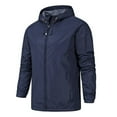 thumbnail image 1 of Dezsed Mens Rain Jacket Waterproof with Hooded Hiking Coat Men's Thin Windbreaker Slim Fitting Zipper Long Sleeved Sun Protection Suit Outdoor Sprinter Jacket Coat Dark Blue XXXXL, 1 of 8