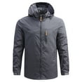 thumbnail image 1 of Dezsed Mens Rain Jacket Waterproof with Hooded Hiking Coat Men's Thin Windbreaker Slim Fitting Zipper Pocket Sun Protection Suit Outdoor Charging Jacket Coat Gray M, 1 of 3