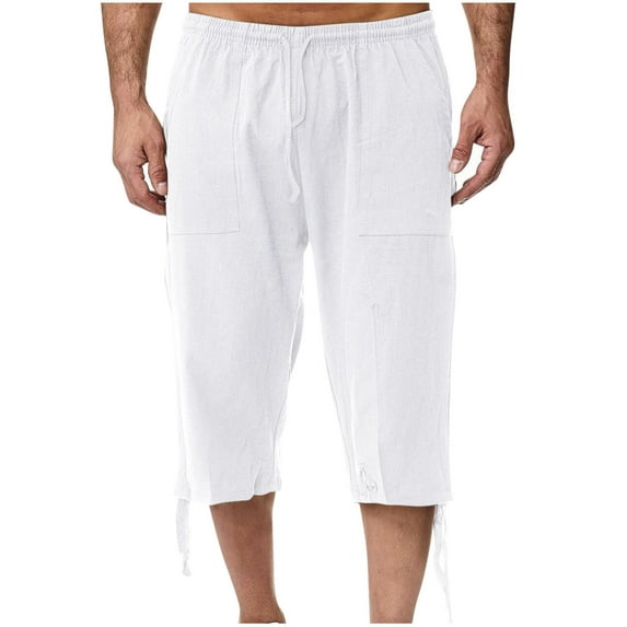 Dezsed Mens Shorts Solid Color Casual Loose Lightweight Beach Shorts Mens Athletic Shorts with Pockets White XL