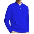 thumbnail image 1 of Dezsed Mens Sweatshirt Henley Shirts Long Sleeve Stand Collar Button Casual Pullover Lightweight Quilted Sweater Blue 3XL, 1 of 4