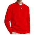 thumbnail image 1 of Dezsed Mens Sweatshirt Henley Shirts Long Sleeve Stand Collar Button Casual Pullover Lightweight Quilted Sweater Red 5XL, 1 of 4