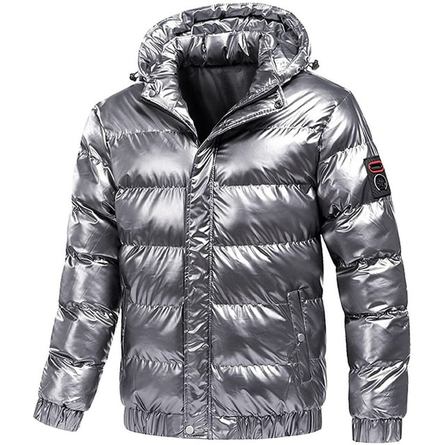 Dezsed Mens Winter Coats Clearance Shiny Hooded Reflective Down Jacket