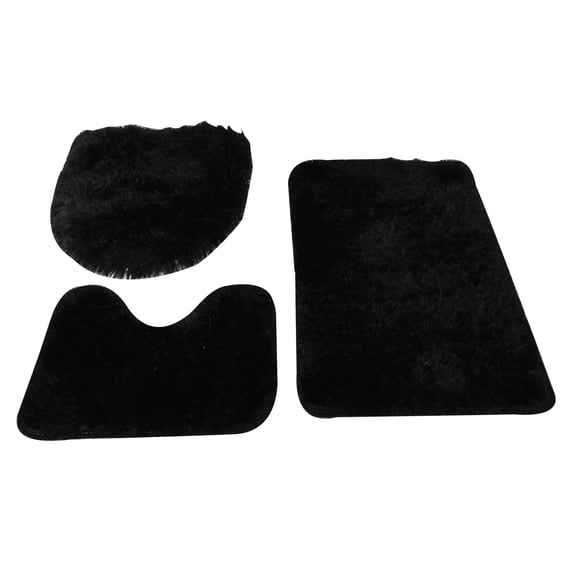 Hvmvliv Bathroom Mat Bathroom Rugs Sets 3 Piece Bath Rugs for Bathroom Non Slip Ultra Soft Water Absorbent Microfiber Bath Mat Set Machine Washable Thicken Plush Bath Mats for Bathroom Floor Black