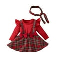 thumbnail image 1 of Dezsed Newborn Infant Girl Clothes Ribbed Romper Bodysuit Suspender Skirt Set Fall Winter Outfits Three Piece Set for 3-6 Months Red on Clearance, 1 of 3