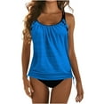 thumbnail image 1 of Dezsed Plus Size Bathing Suit for Women Women's Swimsuit Tank Top Two Piece Bathing Suit with Shorts Conservative Swimwear Blue M, 1 of 5