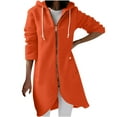 thumbnail image 1 of Dezsed Plus Size Womens Coats and Jackets Clearance Women's Solid Color Hoodie Zipper Long Sleeve Sweatshirts Irregular Hem Long Coat Tops with Pockets Orange XXXXL, 1 of 9