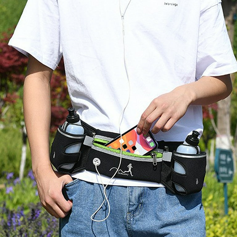 Dezsed Running Belt With Water Bottle Holder Sports Waist Bag For Men &  Women Sports Belt With Zipper For Running Hiking Climbing on Clearance Green