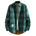 thumbnail image 1 of Dezsed Shacket Jacket Men Men's Plush Thick Warm Plaid Shirt Fall And Winter Jacket Green L, 1 of 7