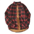 thumbnail image 1 of Dezsed Shacket Jacket Men Men's Plush Thick Warm Plaid Shirt Fall And Winter Jacket Red L, 1 of 5