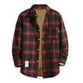 thumbnail image 1 of Dezsed Shacket Jacket Men Men's Plush Thick Warm Plaid Shirt Fall And Winter Jacket Wine XL, 1 of 5
