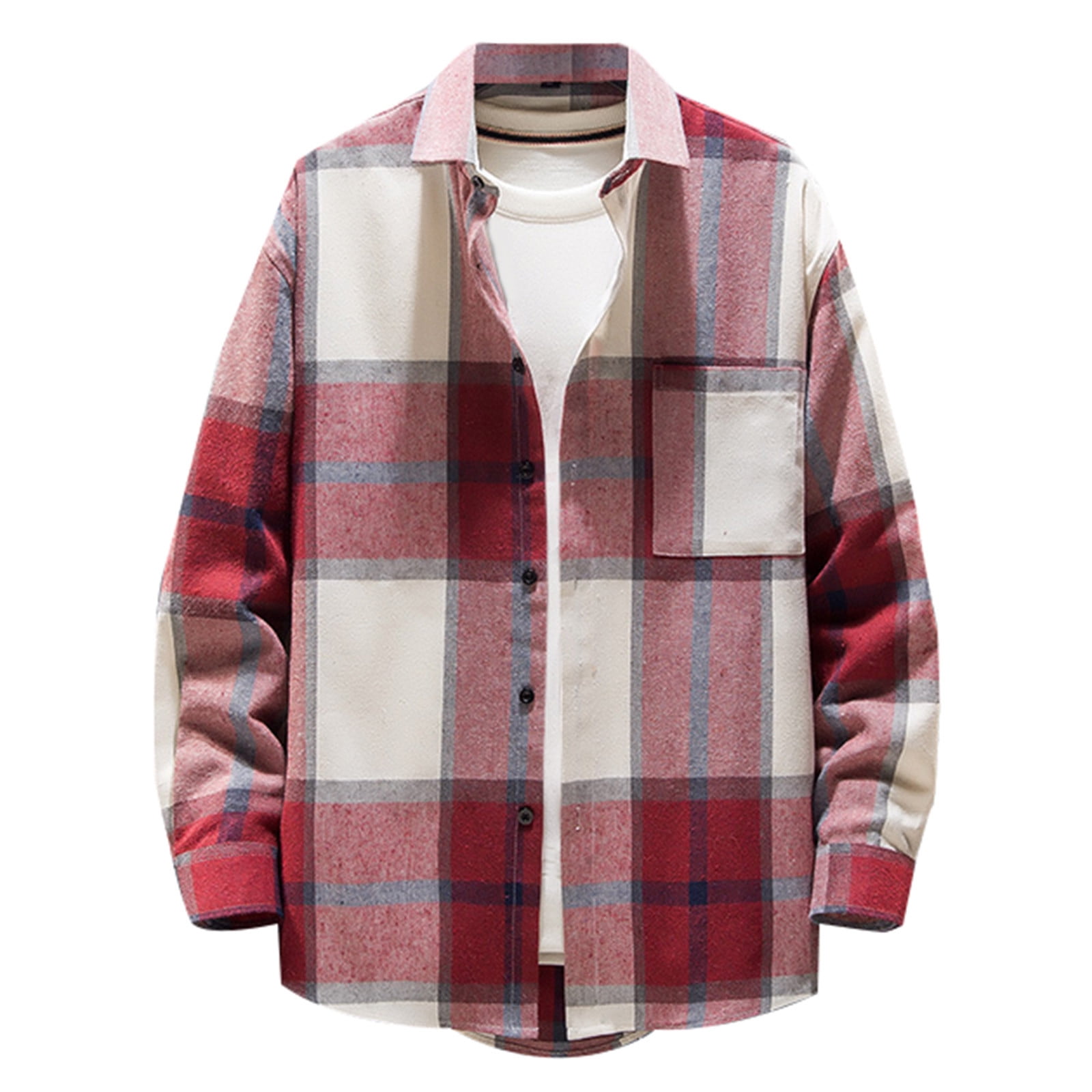 Dezsed Shacket Jacket Men Clearance Men's Single-breasted Casual Plaid ...