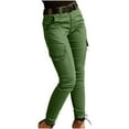 thumbnail image 1 of Dezsed Skinny Pants for Women Stretch Slim Leg High Waist Pull on Pants with Pockets Casual Pencil Trousers for Work Green XL, 1 of 5