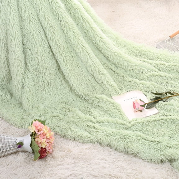 Dezsed Soft Warm Faux Throw Blanket Sofa Double Bed Blanket on Mint Green