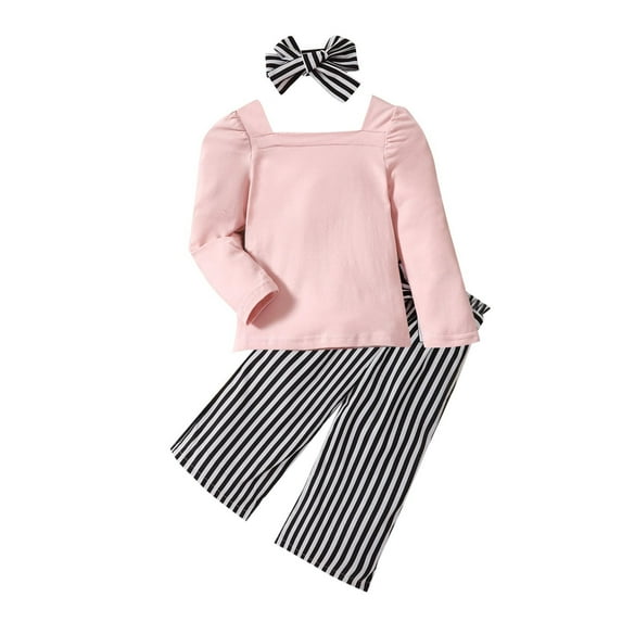 Dezsed Spring Fall Baby Girls Clothing Set Valentine's Day Solid Color Long Sleeve Tops+Love Printed Pants Four Piece Set for 4-5 Years Pink