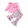 thumbnail image 1 of Dezsed Spring Fall Clothes For Girls Cotton Crew Neck Long Sleeve Casual Shirts Flowers Print Trousers Girl Sets Gift Clearance 3-24Months Baby Girl Outfit Set, 1 of 7