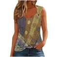 thumbnail image 1 of Dezsed Summer Tank Tops for Women Plus Size Printed Camisole Sleeveless V-Neck T-shirt Loose Tank Top Yellow S, 1 of 3