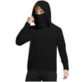 thumbnail image 1 of Dezsed Sun Hoodies for Kids Summer Long Sleeved Outdoor Breathable Sports Solid Pullover Tops with Sun Protection Mask 10-11 Years Black, 1 of 9