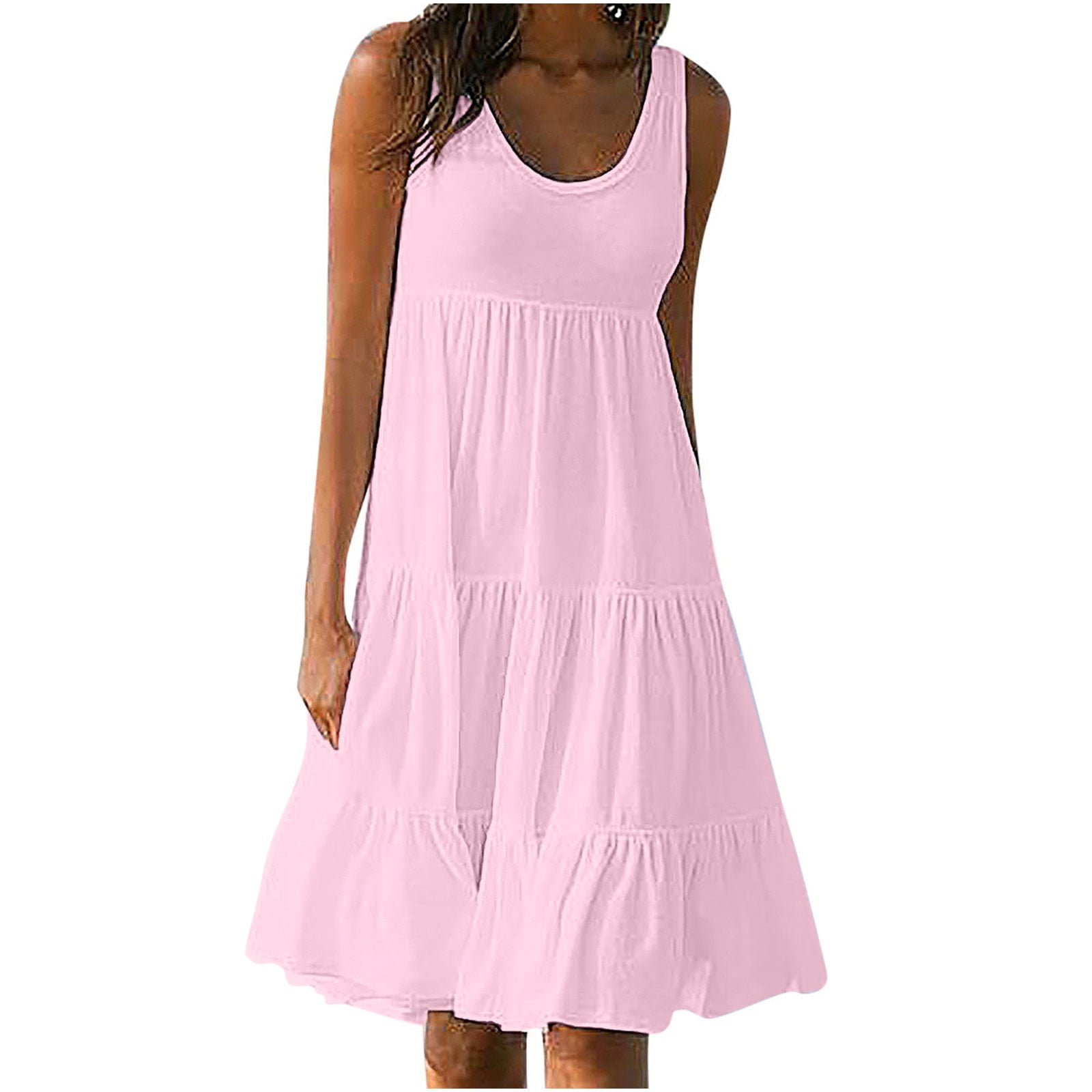 Dezsed Sundresses for Women Summer Loose Round Neck Sleeveless Casual ...