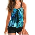 thumbnail image 1 of Dezsed Tankini Swimsuits for Women Tummy Control Bathing Suits Retro Printed Athletic Two Piece Swimsuit with Boyshorts Blue S, 1 of 2