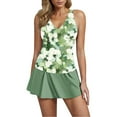 thumbnail image 1 of Dezsed Tankini Swimsuits for Women Tummy Control V Neck Swimdress Two Piece Swim Dress Bathing Suit with Skirt Mint Green XXL, 1 of 5