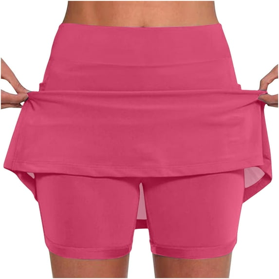 Dezsed Tennis Skirts for Women High Waisted Golf Athletic Activewear Skorts Mini Summer Workout Running Shorts Hot Pink XXL