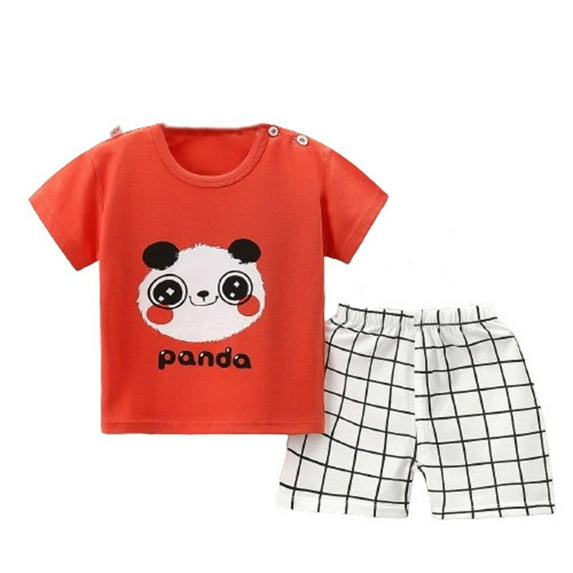 Dezsed Toddler Baby Boy Clothing Sets Kids Summer Short Set Cute Printed Round Neck Short Sleeve T-Shirts Tops Shorts 2Pcs Clothes Set Red 18-24 Months