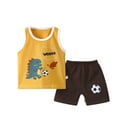 thumbnail image 1 of Dezsed Toddler Baby Boys Outfits Clearance 2Pcs Kids Summer Short Set Cute Printed Round Neck Sleeveless T-Shirts Tank Tops Shorts Set Yellow 5-6 Years, 1 of 3