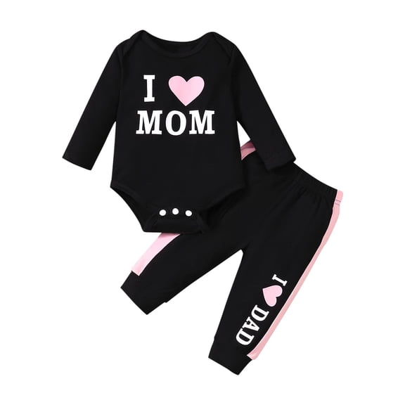 Dezsed Toddler Girl Clothes Letter Print Romper Bodysuit + Long Pants+Headband 3PCS Fall Winter Outfits Set for 9-12 Months Black