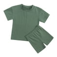 thumbnail image 1 of Dezsed Toddler Baby Pajamas Set Clearance Summer Girls' Suit Candy Color Short-Sleeved T-Shirt Shorts Two-Piece Sports Suit Loungewear Army Green 9 Years, 1 of 8