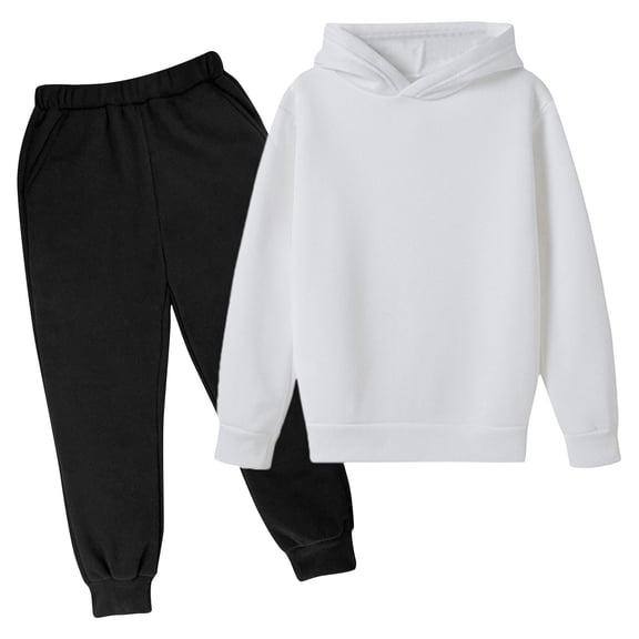 Dezsed Toddler Boys Girls Fall Clothes Boys' Activewear Kids Clothes Tracksuit Sets Hoodies Sweatshirt and Sweatpants 2 Piece Outfits White 5-6 Years