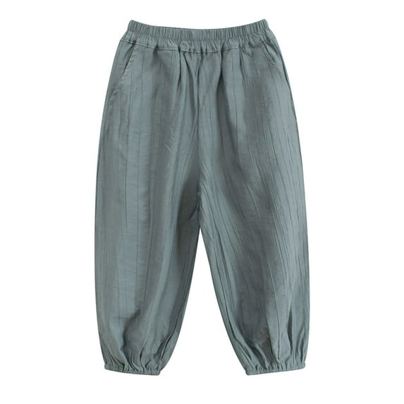 Dezsed Toddler Boys Girls Pull on Pants Solid Color Outdoor Leisure Sports Elastic Waist Taper Pants Casual Trousers 3-4 Years Gray