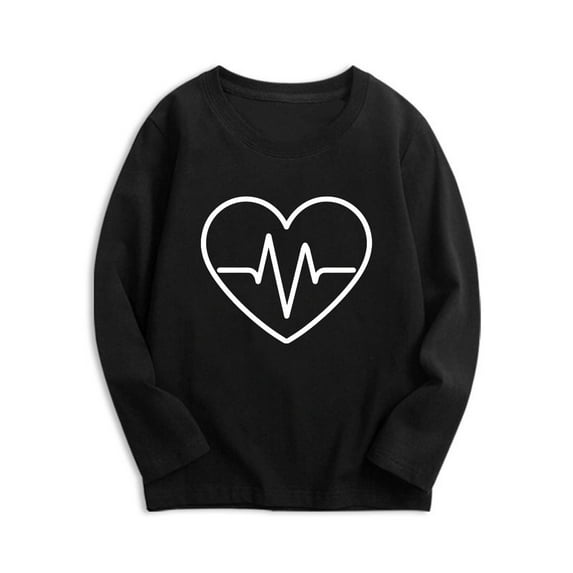 Dezsed Toddler Boys Girls Valentine Shirts Raglan Long Sleeve Tees Kids Love Heart Graphic Tops Cotton Pullover 11-12 Years Black