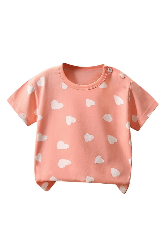 Toddler Boys Summer T-Shirt Boys Girls Cute Truck Dinosaur Heart Graphic Tees Raglan Toddler Short Sleeve Tops 6-8 Months Pink