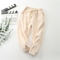 thumbnail image 1 of Dezsed Toddler Boys and Girls Pull on Pajama Pants Sweatpant Kids Casual Athletic Pull-On Cotton Jogger Pants with Drawstring for 5-6 Years Beige, 1 of 4