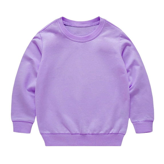 Dezsed Toddler Crewneck Sweatshirts Kids Lightweight Cotton Long Sleeve Shirts Fall Fashion Pullover Tops 1-2 Years Purple