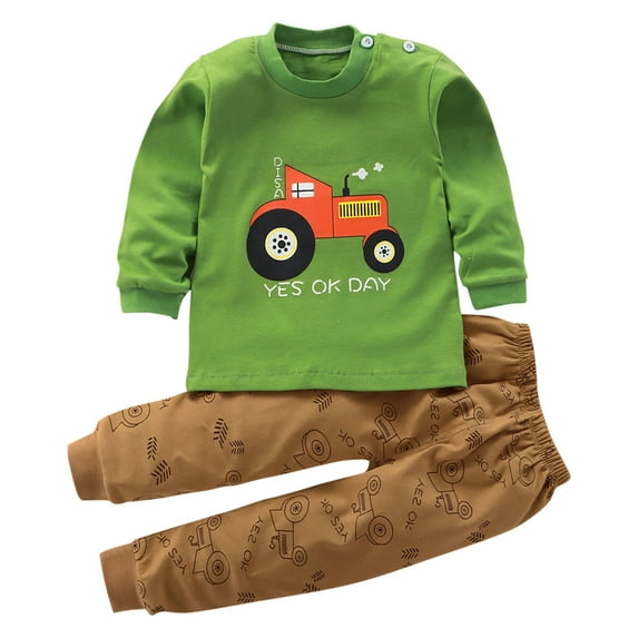 Dezsed Toddler Fall Clothes Girls and Boys' Casual Long Sleeve Round Neck Printed Sweatshirt Tops Long Pants Sets Mint Green 3-6 Months