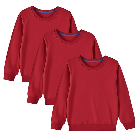 Dezsed Toddler Girl's Boy's Sweatshirt 3PC Toddler Kids Boys Girls Fashion Cute Solid Color Long Sleeve Top Hoodies Sweatshirt for 5-6 Years Red