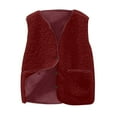 thumbnail image 1 of Dezsed Toddler Sherpa Fleece Vest Jacket Lightweight Fall Winter Warm Outerwear Sleeveless Solid Jackets with Button 13-14 Years Wine, 1 of 6