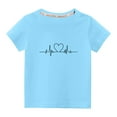 thumbnail image 1 of Dezsed Toddler Valentine's Day Shirts Boys Girls Cute Love Heart Graphic T-Shirt Casual Short Sleeve Tee Tops 7-8 Years Blue, 1 of 4